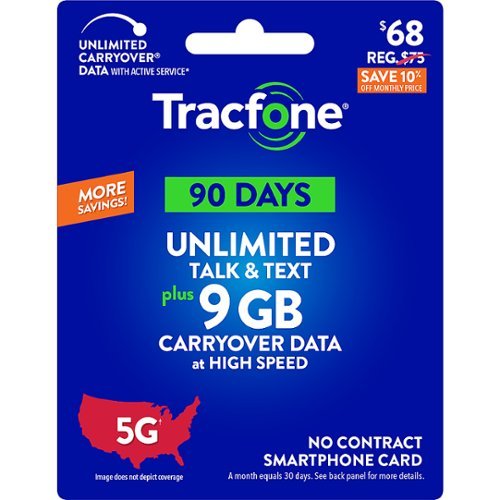 Tracfone - $68 Unlimited Talk & Text plus 9GB of Data 90-Day - Prepaid Plan Card [Digital]