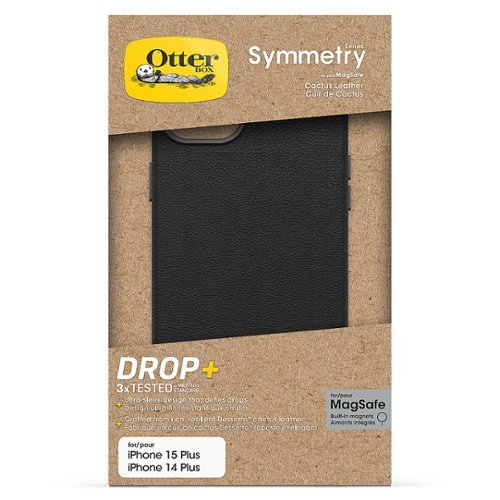 OtterBox Symmetry Cactus Leather MagSafe Case for Apple iPhone 15 Plus - Noir Ash GLOBAL SHIPPING