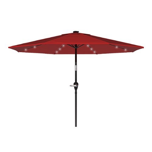 Pure Garden - Solar LED 10-Ft Patio Umbrella - Red-Front_Standard 