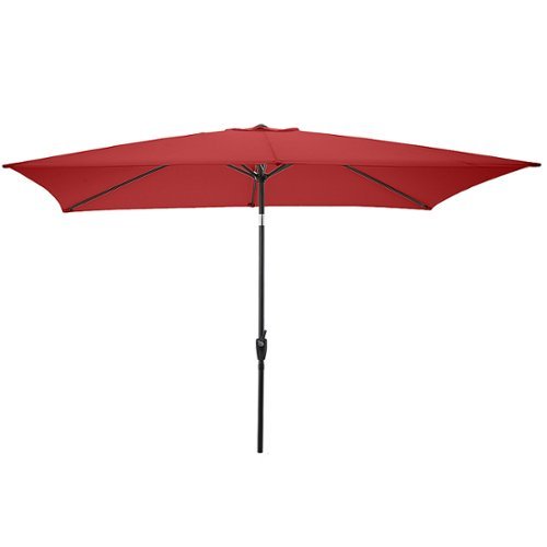 Pure Garden - 10-Ft Rectangular Patio Umbrella - Red-Front_Standard 