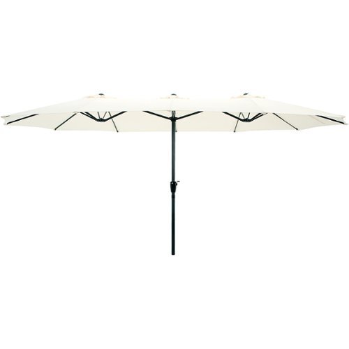 Pure Garden - 15-Ft Double Patio Umbrella - Beige-Front_Standard 