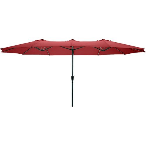 Pure Garden - 15-Ft Double Patio Umbrella - Red-Front_Standard 