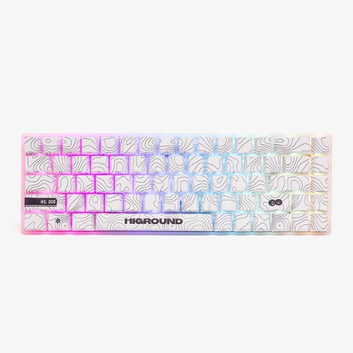Higround - Basecamp 65 SnowStone 65% Wired Mechanical Lubed White Flame Linear Switch Gaming Keyboard with RGB Backlighting - White