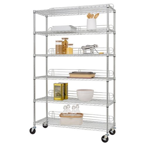 TRINITY - EcoStorage 6-Tier | 48x18x72 | Commercial Wire Shelving | NSF | w/ Backstands & Wheels | - Chrome