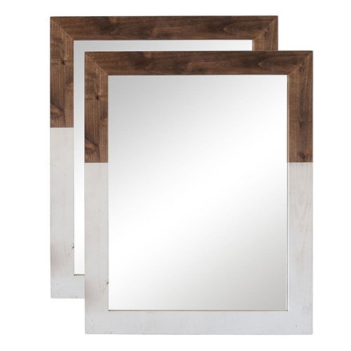 TRINITY - DRAKESTONE | 24x31 Two Toned Farmhouse Vanity Mirror | 2-Pack |White Wash and Walnut - White Wash and Walnut
