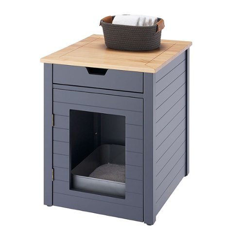 TRINITY 20" Dark Gray Litter Box Enclosure End Table w/ Drawer - Dark Gray