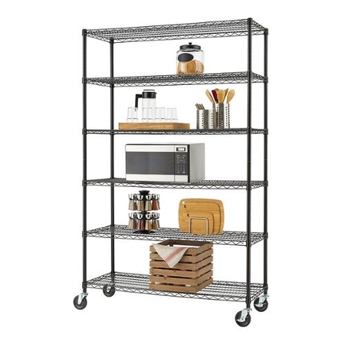 TRINITY BASICS® 6-Tier | 48x18x72 | Wire Shelving | NSF | w/ Wheels | - Black