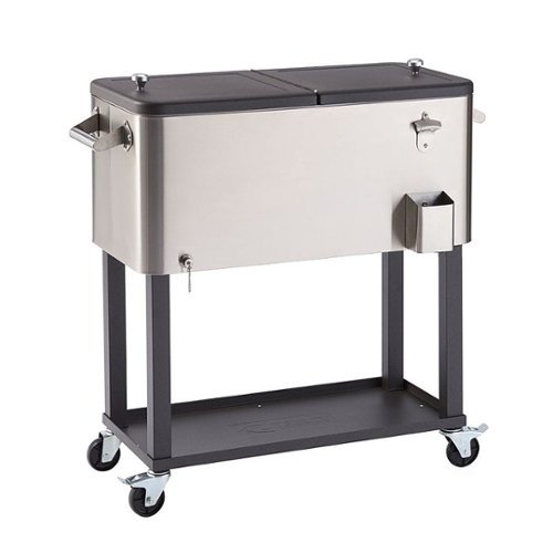 TRINITY | 80 Quart Stainless Steel Cooler | w/ Shelf - Stainless Steel, Black