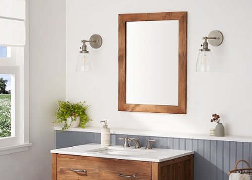 TRINITY DRAKESTONE | 24x31 Farmhouse Vanity Mirror | Walnut - Walnut WORLDWIDE DELIVERY