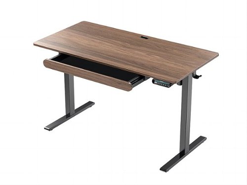 HUANUO Adjustable Standing Desk with Storage Drawer - 48″ x 24″ - Walnut