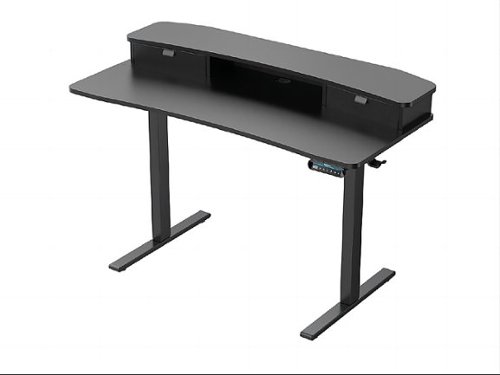 HUANUO Adjustable Standing Desk with Riser & Drawers - 55″ x 26″ - Black