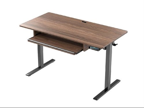HUANUO Adjustable Standing Desk with Keyboard Tray - 48″ x 24″ - Walnut