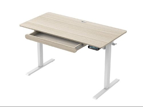 HUANUO Adjustable Standing Desk with Storage Drawer - 48″ x 24″ - Natural