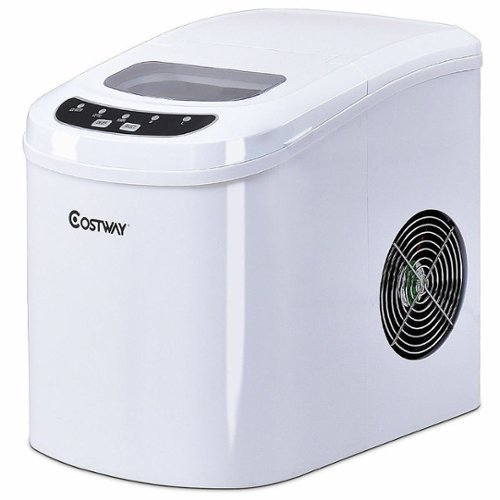 Costway - Portable Compact Electric Ice Maker Machine Mini Cube 26lb/Day - White-Front_Standard 