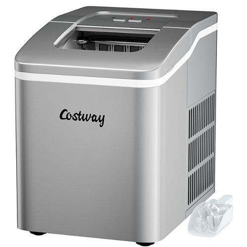 Costway - Portable Ice Maker Machine Countertop 26Lbs/24H Self-cleaning w/ Scoop - Silver