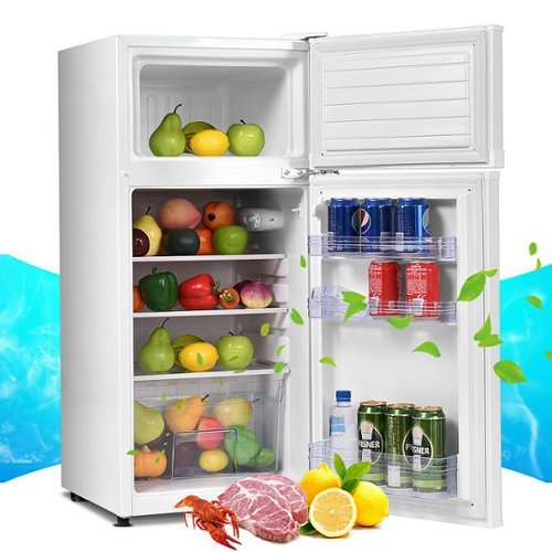 Costway - 2 Doors 3.4 cu ft. Unit Compact Mini Refrigerator Freezer Cooler - White-Front_Standard 