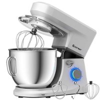 Costway - Tilt-Head Stand Mixer 7.5 Qt 6 Speed 660W with Dough Hook, Whisk & Beater - Silver