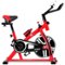 Costway - Adjustable Exercise Bike Bicycle Cycling Cardio Fitness LCD w/ 18lb Flywheel - Red/Black-Front_Standard 