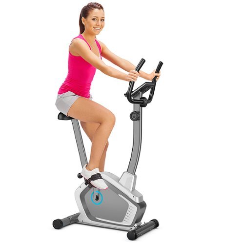 Costway - Magnetic Upright Exercise Bike Cycling Bike W/Pulse Sensor 8-Level Fitness - Silver