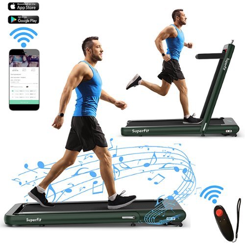 Costway - 4.75HP 2 In 1 Folding Home Treadmill with Remote APP Control - Green