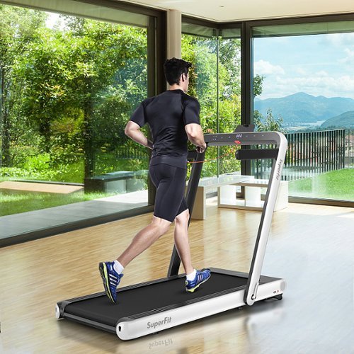 Costway - 4.75HP 2 In 1 Folding Treadmill W/Remote APP Control - White