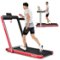 Costway - Up To 7.5MPH 2.25HP 2 in 1 Dual Display Screen Treadmill Jogging Machine W/APP Control - Red-Front_Standard