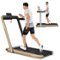 Costway - Up To 7.5MPH 2.25HP 2 in 1 Dual Display Screen Treadmill Jogging Machine W/APP Control - Gold-Front_Standard