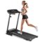 Costway - 1.0HP Folding Treadmill Electric Support Motorized Power Running Machine Trainer - Black-Front_Standard