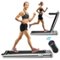Costway - 2-in-1 Folding Treadmill 2.25HP Jogging Machine w/ Dual LED Display - Silver-Front_Standard