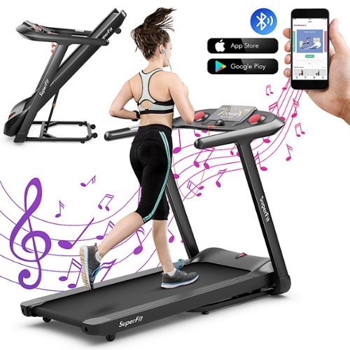 Costway - 4.75HP Folding Treadmill w/Preset Programs Touch Screen Voice/APP/Remote Control - Black-Front_Standard 