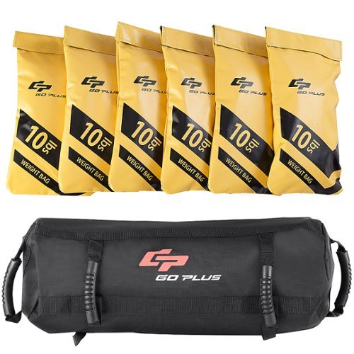 Costway - 60lbs Body Press Durable Fitness Exercise Weighted Sandbags w Filler Bags - Black and Yellow