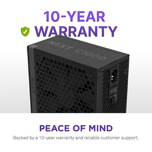 NZXT C 1000W ATX 3.1 80 Plus Gold Fully Modular Power Supply Black
