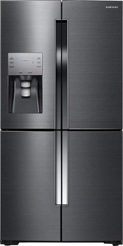 Samsung - 22.5 cu. ft. 4-Door Flex French Door Counter Depth Refrigerator with Convertible Zone - Black Stainless Steel