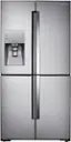 Front. Samsung - 22.1 Cu. Ft. 4-Door Flex French Door Counter-Depth Fingerprint Resistant Refrigerator with Food ShowCase - Stainless steel.