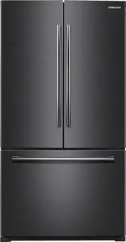 Front. Samsung - 25.5 Cu. Ft. French Door Fingerprint Resistant Refrigerator - Black stainless steel.