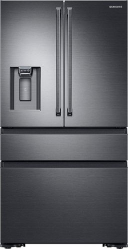 Samsung - 22.7 Cu. Ft. 4-Door Flex French Door Counter-Depth  Fingerprint Resistant Refrigerator - Black Stainless Steel