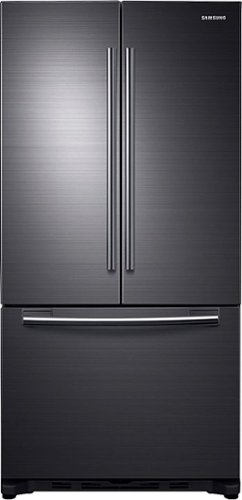 Samsung - 18 Cu.Ft. French Door Counter-Depth  Fingerprint Resistant Refrigerator - Black Stainless Steel