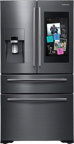 Samsung - Family Hub 22.2 Cu. Ft. 4-Door French Door Counter-Depth Refrigerator - Black Stainless Steel
