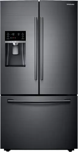 Front. Samsung - 22.5 cu. ft. Counter Depth French Door Fingerprint Resistant Refrigerator with CoolSelect Pantry - Black stainless steel.
