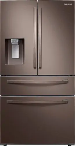 Front. Samsung - 22.4 Cu. Ft. 4-Door French Door Counter-Depth Refrigerator with Food Showcase - Tuscan Stainless Steel.