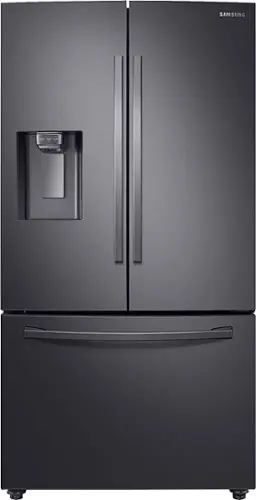 Front. Samsung - 28 Cu. Ft. French Door Fingerprint Resistant Refrigerator with CoolSelect Pantry - Black Stainless Steel.