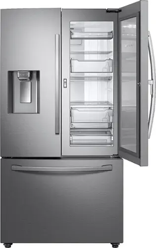 Front. Samsung - 27.8 Cu. Ft. French Door Fingerprint Resistant Refrigerator with Food Showcase - Stainless steel.