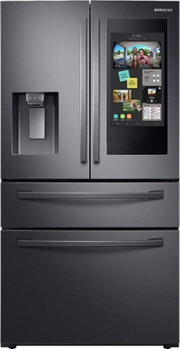 Samsung - Family Hub 27.7 Cu. Ft. 4-Door French Door  Fingerprint Resistant Refrigerator - Black Stainless Steel