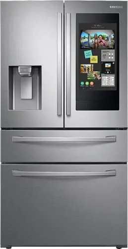 Front. Samsung - Family Hub 22.2 Cu. Ft. 4-Door French Door Counter-Depth  Fingerprint Resistant Refrigerator - Stainless steel.