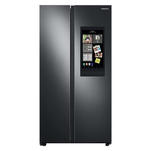 Samsung - 27.3 cu. ft. Side-by-Side Smart Refrigerator with Family Hub - Black Stainless Steel