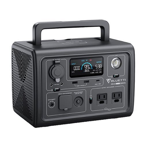 BLUETTI - EB3A 600W 268Wh LiFePO4 Power Station for Camping, Home Use, Emergency - Gray