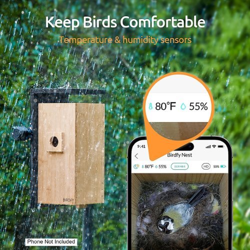 BIRDFY AI Smart Birdhouse, Bird Nest with Dual Cameras, Solar Power & AI Enabled Bird Recognition - Natural Bamboo & Black WORLDWIDE DELIVERY