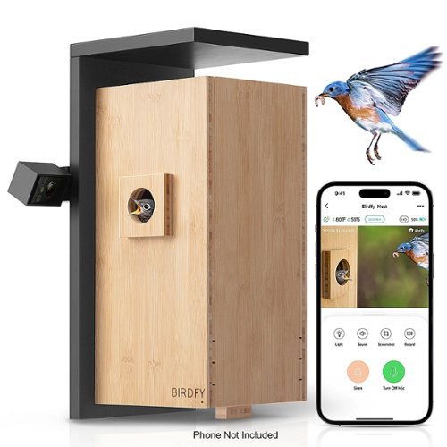 BIRDFY AI Smart Birdhouse, Bird Nest with Dual Cameras, Solar Power & AI Enabled Bird Recognition - Natural Bamboo & Black BUY IN EUROPE