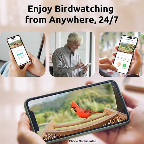 BIRDFY Smart Wild Bird Feeder with Camera for Outdoor , AI Enabled Bird Recognition & Solar Power - Natural Bamboo & Black GLOBAL SHIPPING