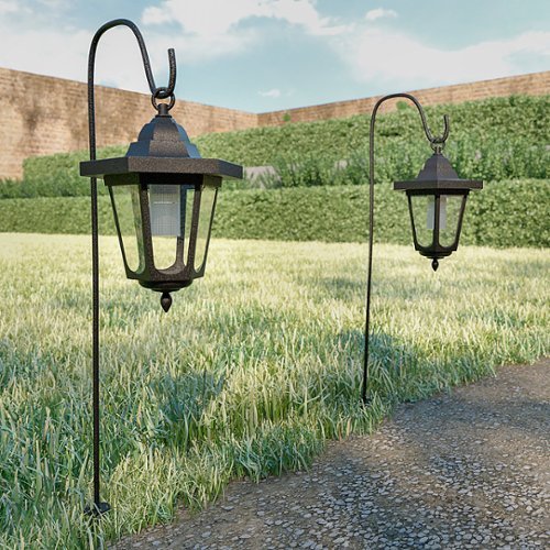Pure Garden 26” Hanging Solar Coach Lights-2 Piece - Black WHERE TO BUY